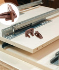 5 Sets Drawer Slide Replacement Kit With Rollers For Dresser Drawers, Smooth Glide Center Mount Track System, brown guides