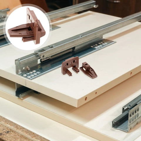 5 Sets Drawer Slide Replacement Kit With Rollers For Dresser Drawers, Smooth Glide Center Mount Track System, brown guides