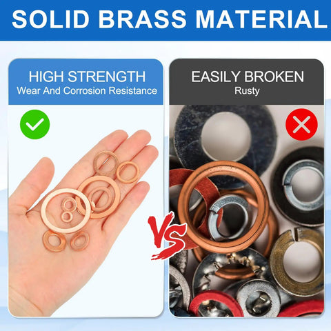 9 Piece Copper Washer Kit With M18 Copper Washers Sealing Rings and inferior washers comparison