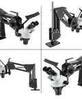 Micro Inlaid Mirror Multi-Directional Microscope With Spring Bracket 7X-4.5X Zoom, metal arm mount for jewelry inspection
