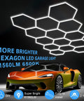 Hexagon LED Garage Light 14 Grid Octagon Shop Light 6500K Daylight White Hella Bright 61560 Lumens Energy Efficient for Workshop