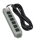 Heavy Duty 6 Outlet Metal Power Strip With 15ft Cord Mountable Wall Or Under Desk On Off Switch Cover Rugged Industrial Garage Shop Gear