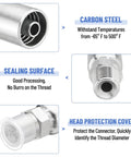 Racewill 12-pack hydraulic hose fittings, 3/8 in ID to 3/8 in NPTF male, with protection cover, carbon steel