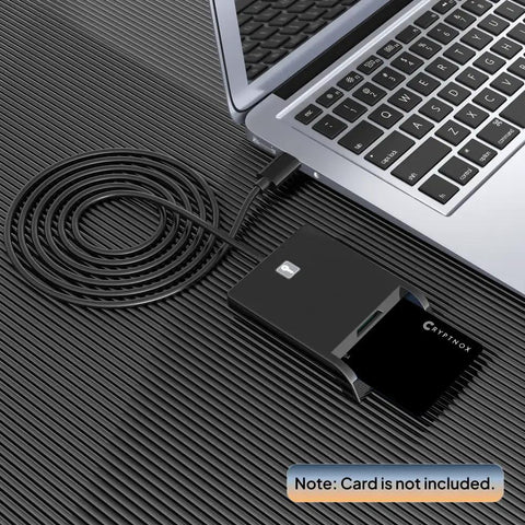 CAC Card Reader Plug And Play For USB C And USB A With Smart Card Security DOD Military Grade CCID ISO7816 Compatible connected to a laptop