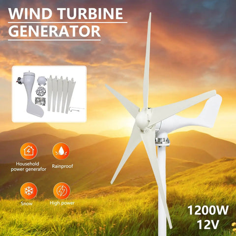 Beefy 1200W Wind Generator With 5 Blade Low Start Up Speed 2.5 m/s Weather Resistant Wind Turbine For Marine Home Farm
