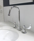 Commander Gooseneck 8 Inch Widespread Lavatory Faucet Polished Chrome With Lead Free Brass Construction No Fuss 0.5 Gpm