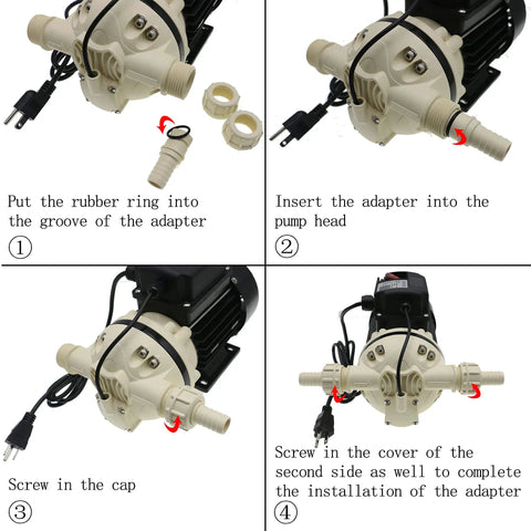 Installation steps for Industrial Diaphragm Water Pressure Pump For Irrigation, Self Priming Electric Pump, 9.2 GPM, 115V, 23 PSI.