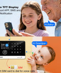 Family interacting with Heavy Duty All In One Wireless Home Security Alarm System 23 Piece Kit with 2.4 inch screen.