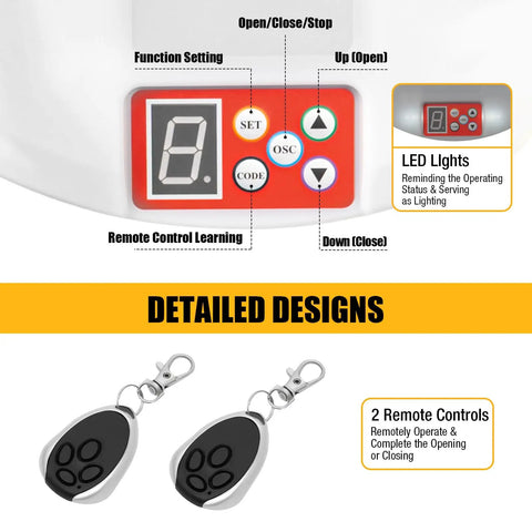 Beefy 110V Roller Door Opener With Two Remotes For Garage And Industrial Shutters Powerful 800N Motor Easy Remote Control System For Home And Commercial Use control panel and remotes