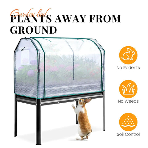 Raised Garden Bed With Cover And Legs For Outdoor Use Galvanized Elevated Planter Box 48 By 24 By 56 Inches 700 Lb Capacity