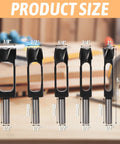 Built Like A Tank 5 Piece Wood Plug Cutter Set showing sizes 3/8 to 1 inch high carbon steel bits for woodworking.