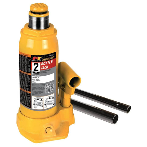 Heavy Duty 2-Ton Hydraulic Bottle Jack With 4,000 Lb Lift Capacity, Adjustable Top Screw, Includes Handle, Workhorse Auto Shop Tool For Cars, Trucks, Farm And Workshop, Yellow