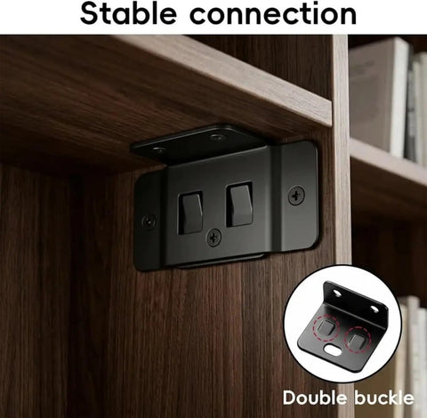 Eight Pack Quick Fitting Furniture Joint Brackets Heavy Duty Corner Braces L Shape for cabinet shelves installation view