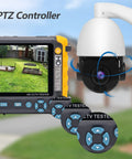 5 Inch 4 In 1 CCTV Monitor Tester with PTZ control displaying live feed for field techs