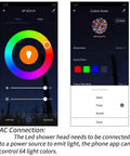 Next Level RGB LED Shower System With 80X60 Cm Rain Head And Flexible Handheld Wand app controlling 64 light colors.