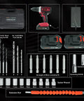 21V Cordless Drill Set With Dual Batteries And Charger, 25 Plus 3 Torque, 2 Speed, 315 In Lb Impact Drill Kit, 23 Piece