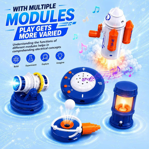 Hands On Circuit Kit For Kids 6 Plus With 66 Pieces And 1200 Plus Projects Electric Circuit Board Science Toy Electronics Exploration Set To Boost Problem Solving And Physics Curiosity Gift For Boys And Girls, blue plastic modules