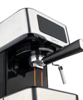 No Drama Home Bar Setup With This Compact Touchscreen Espresso Machine showcasing stainless steel and black design.