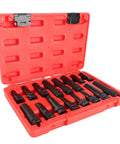 Heavy Duty Locking Lug Nut Master Set And Wheel Lock Key Extraction Tool Kit For Daily Drivers with 16 steel sockets in red case.