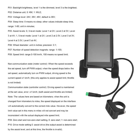 Waterproof LCD Bike Display Panel With 5 Pin X1 Connector For 24V 36V 48V Electric Bikes And Scooters Beefy Speedometer Dashboard Replacement ABS Built For Long Battery Life Easy Install Clear Readout For Electric Mountain Bikes