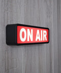 On Air LED Recording Light Sign with Easy On Off Switch for studio home wall decor, black frame, red illuminated text