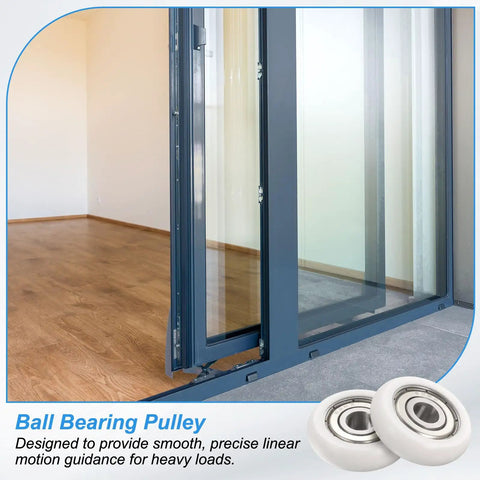Sliding door with Nylon Ball Bearing Guide Pulley Kit 4 Pack With Round Idler Pulleys And Double Metal Sealed Bearings 8x31.5x9mm