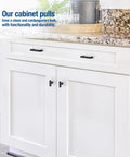 2 Pack Black Cabinet Knobs 2 Inch Overall Length Single Hole Drawer Handles on white kitchen cabinets