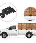 Rock Solid Trailer Stake Pocket Brackets 12 Pack Heavy Steel Inserts For Standard 2x4 Posts And Lumber installed on a truck bed.