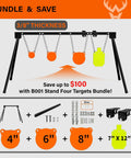 AR500 Steel Target System Complete Set With Stand And Gongs Includes 4 6 8 Inch Targets And 7x12 Inch Torso bundle displayed