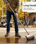Man using 6 Inch Deck Stain Brush With 77 Inch Extendable Handle And 3 Inch Paint Brush Set For Wood Fence And Wall Durable Synthetic Bristles