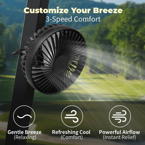 Stay Frosty And Chill Out On The Course With This Slick Golf Cart Fan showcasing 3-speed airflow for customizable comfort.