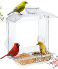 Clear Window Bird Feeder With Ultra Strong Suction Cups Dual Seed Tray And Water Bowl Easy To Install And Clean Perfect Outdoor Window Bird Watching Station For Bird Lovers And Indoor Cats with birds feeding