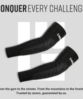 Premium Padded Arm Sleeves With Compression Elbow Protection, Non Slip Sweat Resistant Design For OCR, Large, Black and Gray