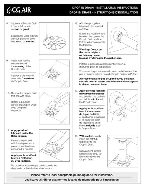 Installation instructions for Freestanding Bathtub Drain Kit With Drop-In Style, DIY Ready, Leak-Proof Rough-In System.