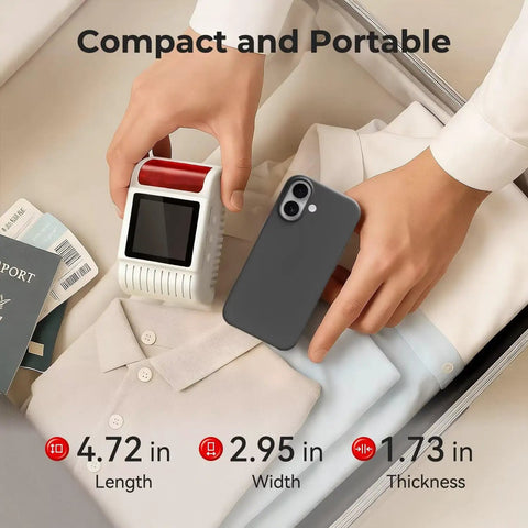 Compact design of Plug In Six In One Smoke And Carbon Monoxide Guardian with dimensions beside clothing.