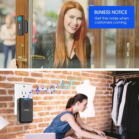 Wireless Door Chime Kit With 600 Ft Range 5 Adjustable Volume Levels 2 Magnetic Door Sensors 1 Plug In Doorbell Receiver 62 Ringtones