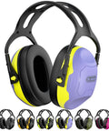 Noise Cancelling Earmuffs For Kids And Adults With Kid Friendly All Day Comfort Fit Hearing Protection NRR 28 dB displayed in multiple colors