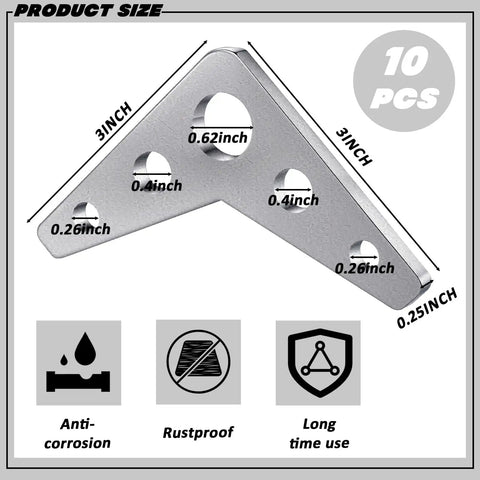 Badass Heavy Duty Weld On Gusset Plates 10 Pack 3X3 Inch Steel Triangle Tabs 1 4 Thick Five Hole Reinforcement Brackets