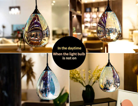 Colorful Glass Pendant Light For Kitchen Island 1 Pack Dope Modern 3D Hammered Glass Globe With Clear Shade in daytime view