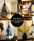 Modern 3D Pendant Lights For Kitchen Island Set Of 2 Dope Colorful Glass Pendants With Clear Globe Shades Farmhouse Style Dining Room Entryway Lighting 7.8 Inch Diameter showing colorful glass in daylight