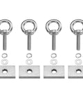 Heavy Duty M8 Eye Bolt Set 4 Pcs Stainless Steel Eyebolts With Nuts, Springs And Flat Washers For Hanging And Tie Down Straps, Indoor Outdoor Lifting Rings 20x33.7x6.8mm Threaded Shoulder Eyebolt, four-piece set with washers