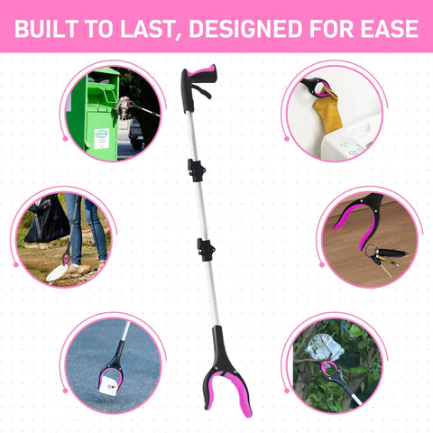 36 Inch Foldable Reacher Grabber Tool For Seniors With Anti Slip Grip For Easy Grab And 360 Degree Rotating Jaw Magnetic Pickup Lightweight Aluminum Shaft Heavy Duty Strength For After Surgery Recovery And Disabled Aid