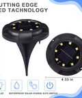 12 Pack Solar Lights Outdoor Waterproof Ground Landscape Lighting For Patio Pathway Lawn Driveway Walkway With 12 LED Beads