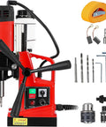 Heavy Duty Magnetic Drill Press 110V With Power Cord, featuring robust electric motor and accessories for metal boring.