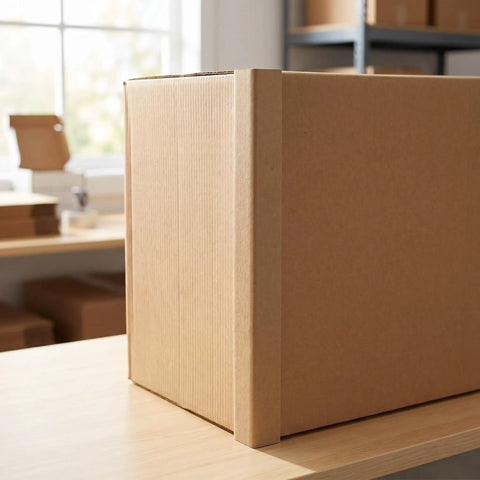 Heavy Duty Cardboard Wall Corner Protectors L Shaped Edge Guards For Shipping And Moving 20 Pack 0.15 Inch Thick in use on box