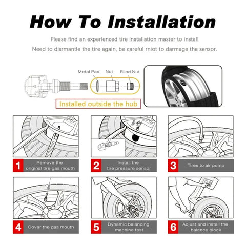 Installation guide for 4 Pack Tire Pressure Monitoring Valve Sensor Kit With Quick Diy Hook Up And Live Temp Alerts Compatible With Byd Song Plus Dmi And Yuan Plus Ev.