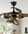 Bella Depot 42" Rustic Retractable Ceiling Fan with Lights and Remote featuring a modern design and elegant wooden accents.