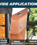 Stainless Steel Carriage Bolt Kit 1/4-20 x 2 Inch shown in use with wood and metal applications such as fences and trailers.