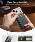 MagSafe Wallet With Find My For iPhone 17e 17 16 15 14 13 12 Series 5 Card Holder RFID Blocking Black on iPhone showing 3 cards inserted