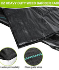 Close-up of Heavy Duty Woven Weed Barrier Landscape Fabric 4ft by 50ft Black Geotextile with guide wires and texture detail.